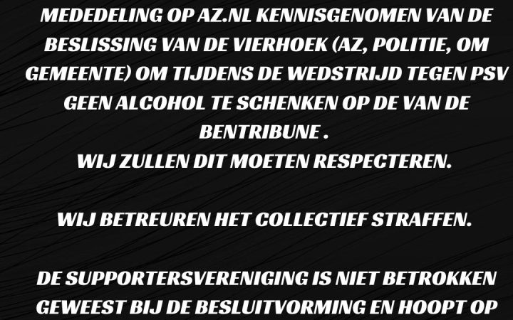 Statement: De geplande maatregelen tijdens AZ – PSV
